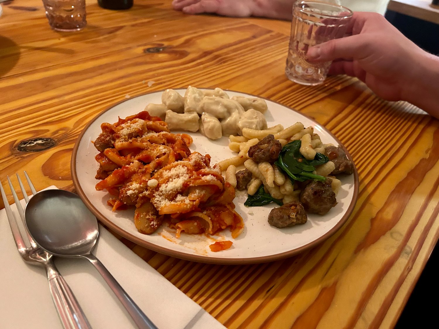 Rigatoni, gnocchi, and cavatelli pasta dishes.